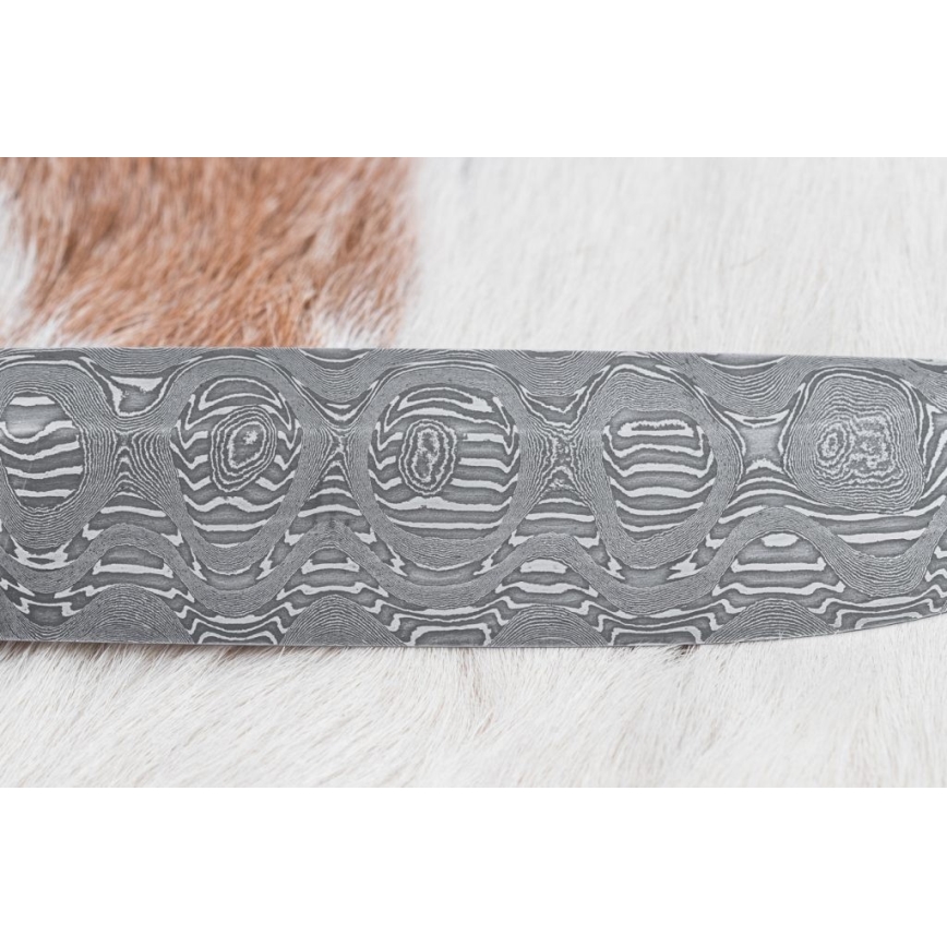 Jagtkniv Damaskus 14,5 cm elletræ/serpentin