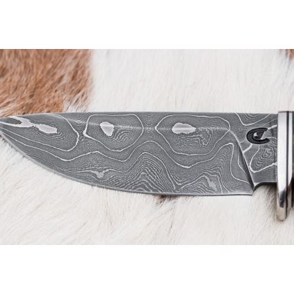 Jagtkniv Damaskus 9,7 cm valnød/ahorn