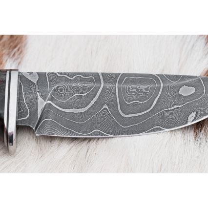 Jagtkniv Damaskus 9,7 cm valnød/ahorn