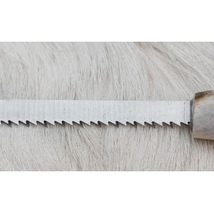 Jagtkniv med minisav Damaskus 11 cm hjortegevir