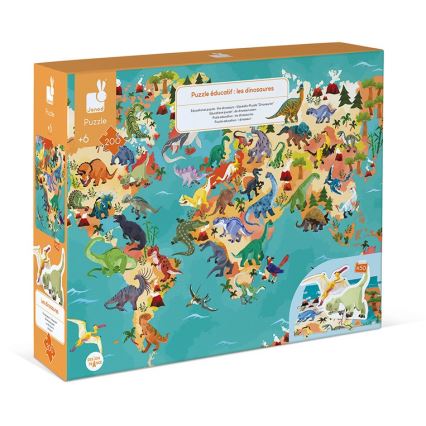 Janod - Børneuddannelsespuslespil 200 stk dinosaurer