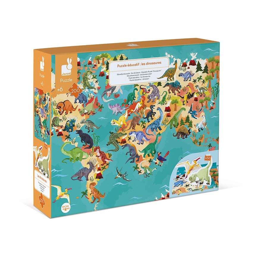 Janod - Børneuddannelsespuslespil 200 stk dinosaurer