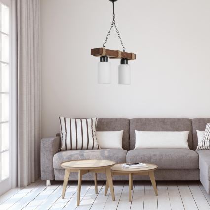JASMIN pendel med kæde 2xE27/40W/230V brun/hvid