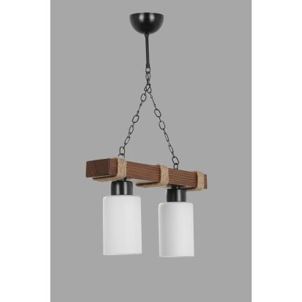 JASMIN pendel med kæde 2xE27/40W/230V brun/hvid
