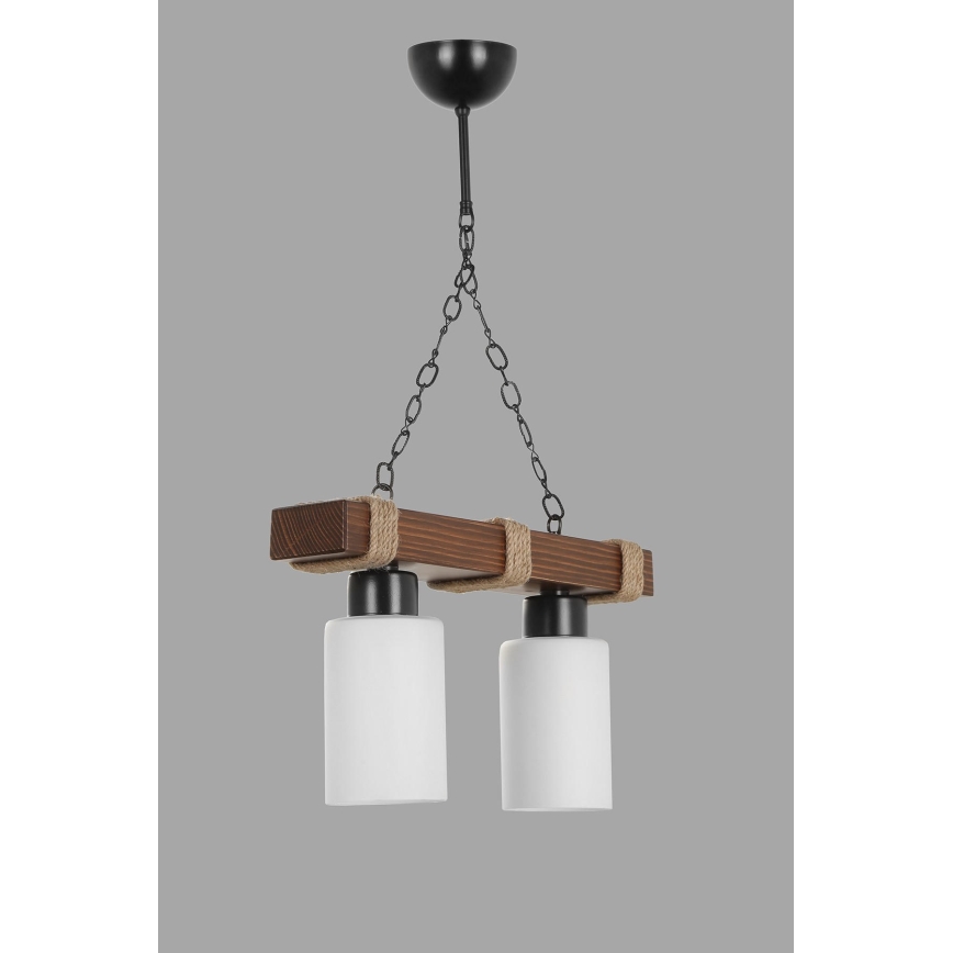 JASMIN pendel med kæde 2xE27/40W/230V brun/hvid