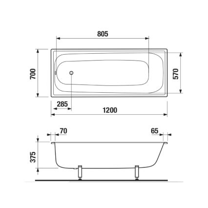 JIKA H2340200000001 - Badekar RIGA 120x70 stål/hvid