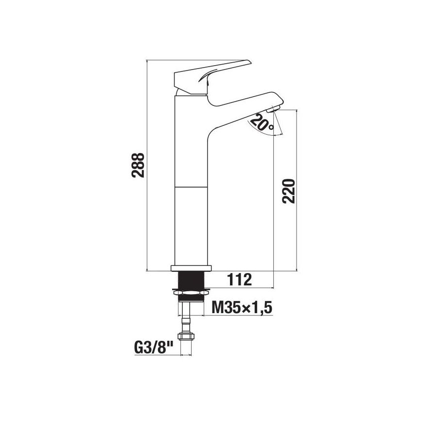 JIKA H3111W80041201 - Hane CUBE 28,8 cm skinnende krom