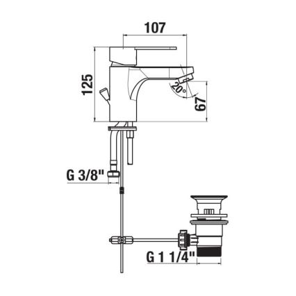 JIKA H3111Z10041111 - Hane + afløb m. overløb LYRA 12,5 cm skinnende krom