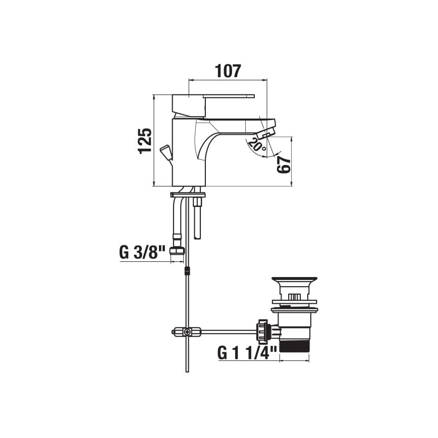 JIKA H3111Z10041111 - Hane + afløb m. overløb LYRA 12,5 cm skinnende krom
