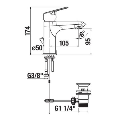 JIKA H3112E10041111 - Hane + afløb uden overløbsbeskyttelse TALAS 17,4 cm skinnende krom