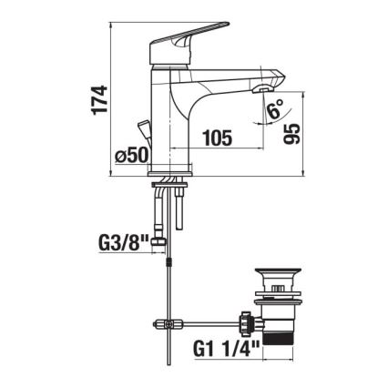 JIKA H3112E10041171 - Hane + afløb uden overløbsbeskyttelse TALAS 17,4 cm skinnende krom