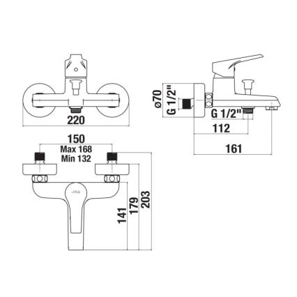 JIKA H3211W70044001 - Hane til badekar CUBE skinnende krom