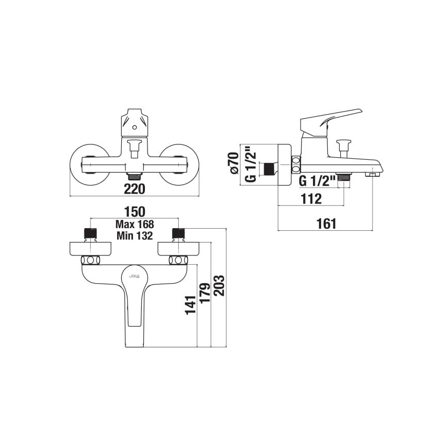 JIKA H3211W70044001 - Hane til badekar CUBE skinnende krom