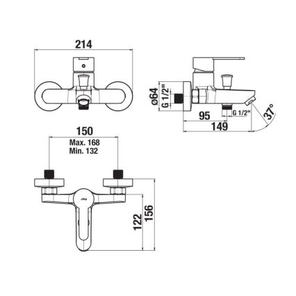 JIKA H3211Z70044001 - Hane til badekar LYRA skinnende krom