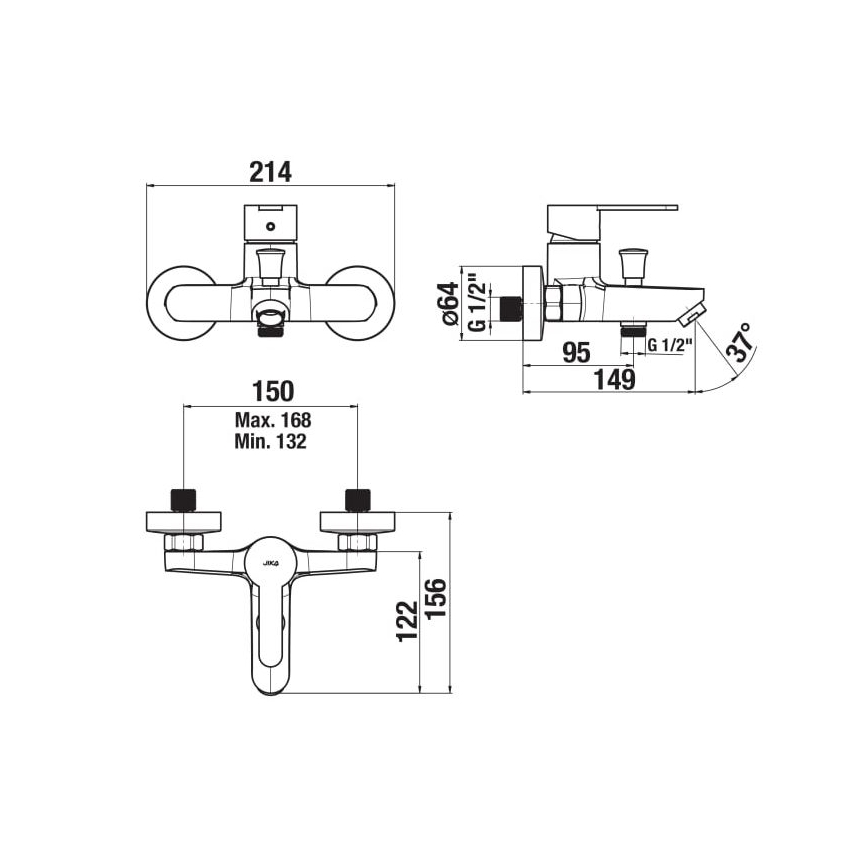 JIKA H3211Z70044001 - Hane til badekar LYRA skinnende krom