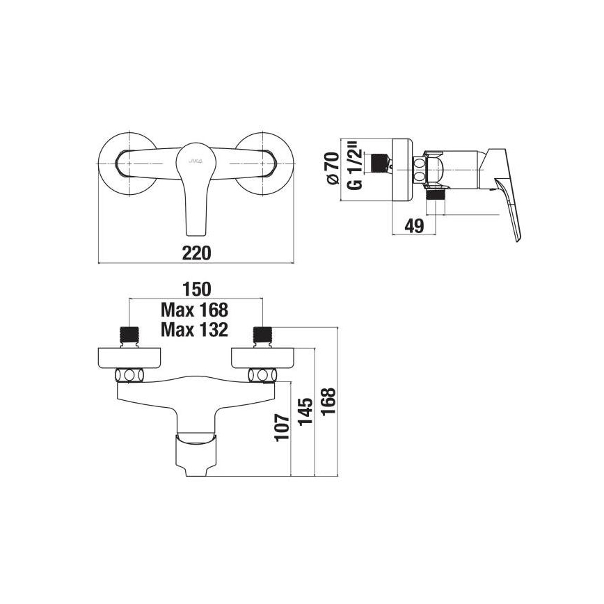 JIKA H3311W70044001 - Brusehane CUBE skinnende krom