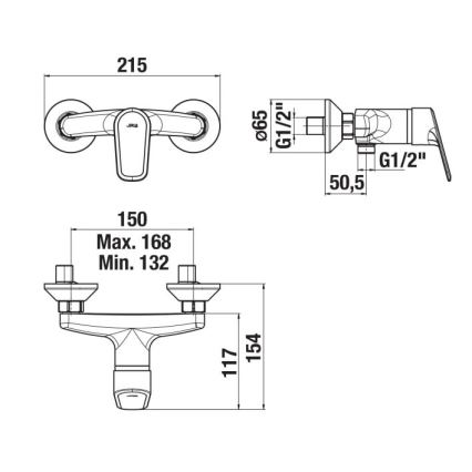 JIKA H3312E70044001 - Brusehane TALAS skinnende krom