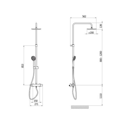 JIKA H3337170045711 - Brusesæt med termostatisk blandingsbatteri MIO i blank krom