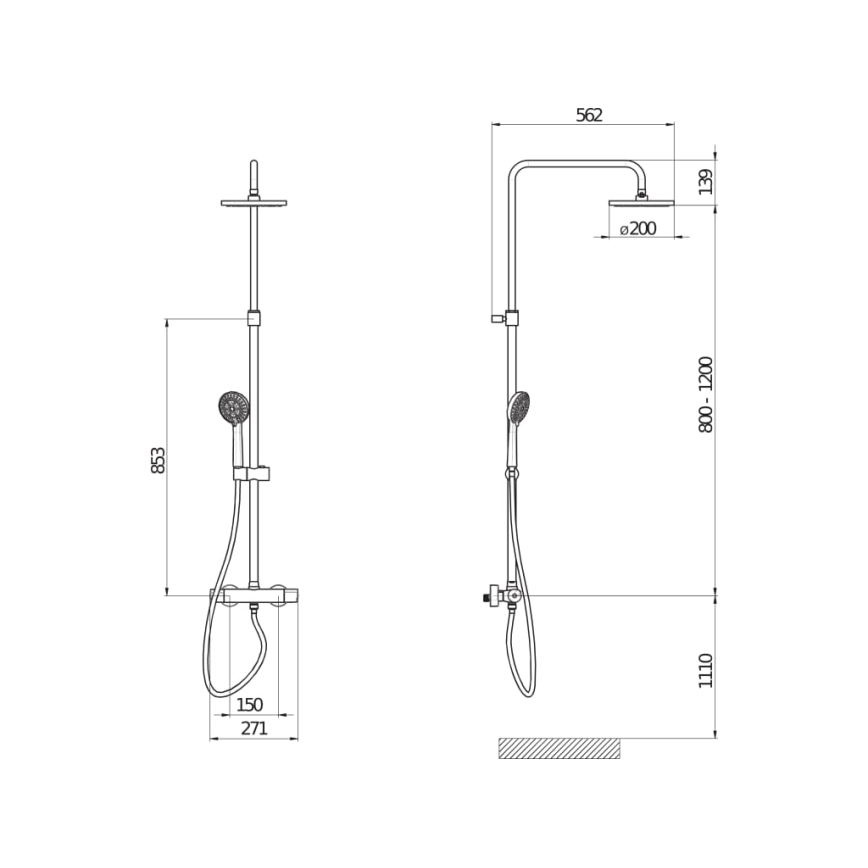JIKA H3337170045711 - Brusesæt med termostatisk blandingsbatteri MIO i blank krom