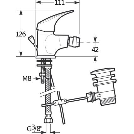 JIKA H3411N10041111 - Bidethane + afløb uden overløbsbeskyttelse TALAS 12,6 cm skinnende krom