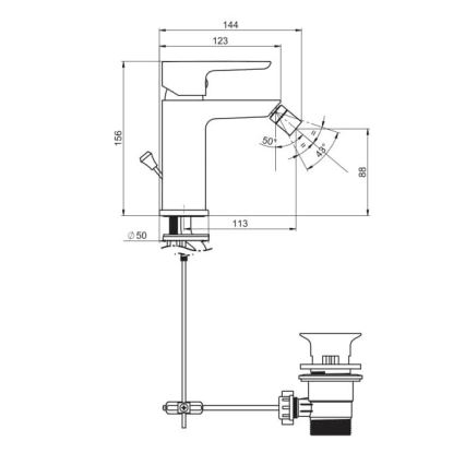 JIKA H3412H10041101 - Bidethane PONTA 15,6 cm skinnende krom