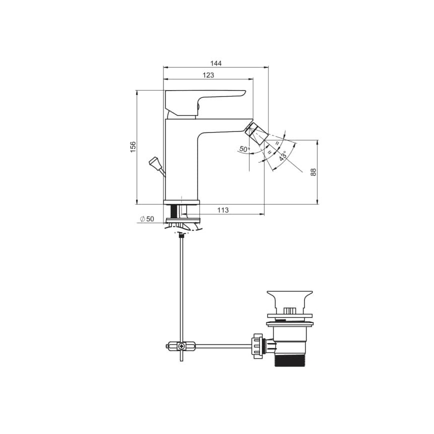 JIKA H3412H10041101 - Bidethane PONTA 15,6 cm skinnende krom