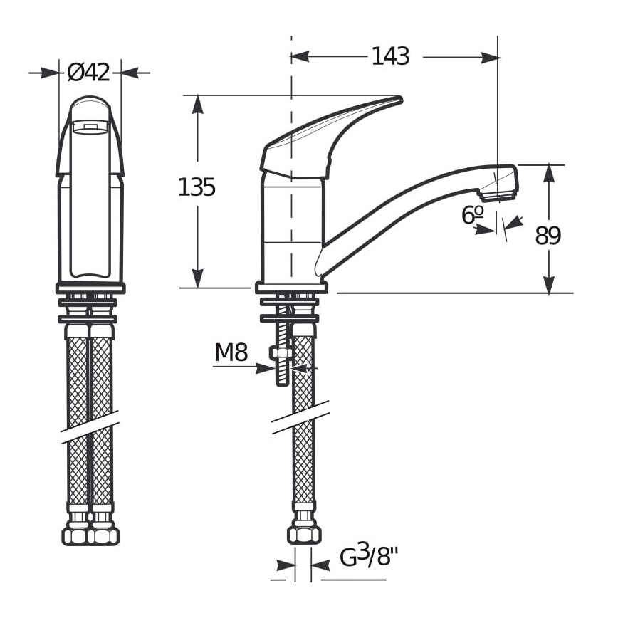 JIKA H3511N10042201 - Hane TALAS 13,5 cm skinnende krom