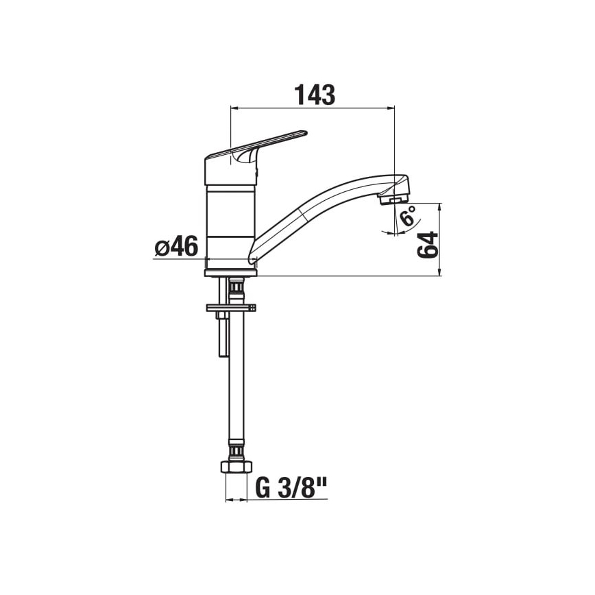 JIKA H3512E10042201 - Hane LYRA 14,3 cm skinnende krom