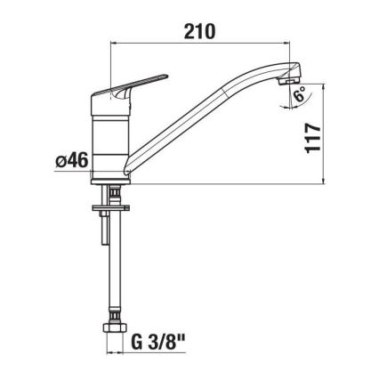 JIKA H3512E10042301 - Hane LYRA 21 cm skinnende krom