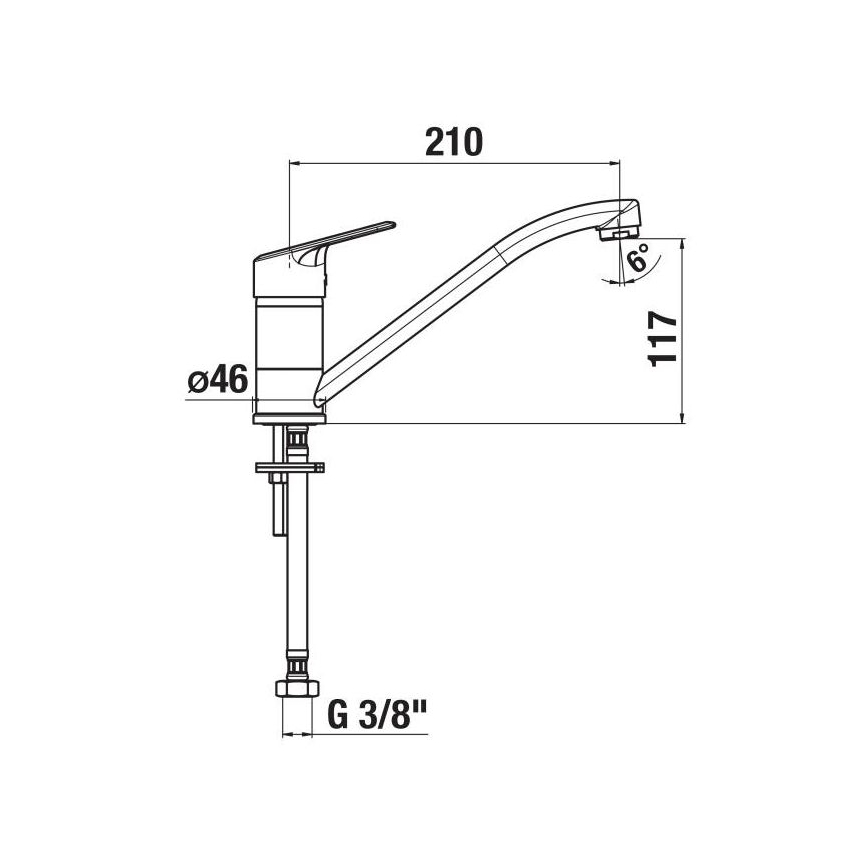 JIKA H3512E10042301 - Hane LYRA 21 cm skinnende krom