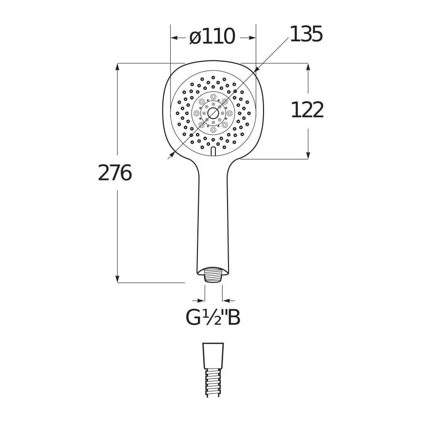 JIKA H3611X30044711 - Håndholdt bruser CUBITO skinnende krom