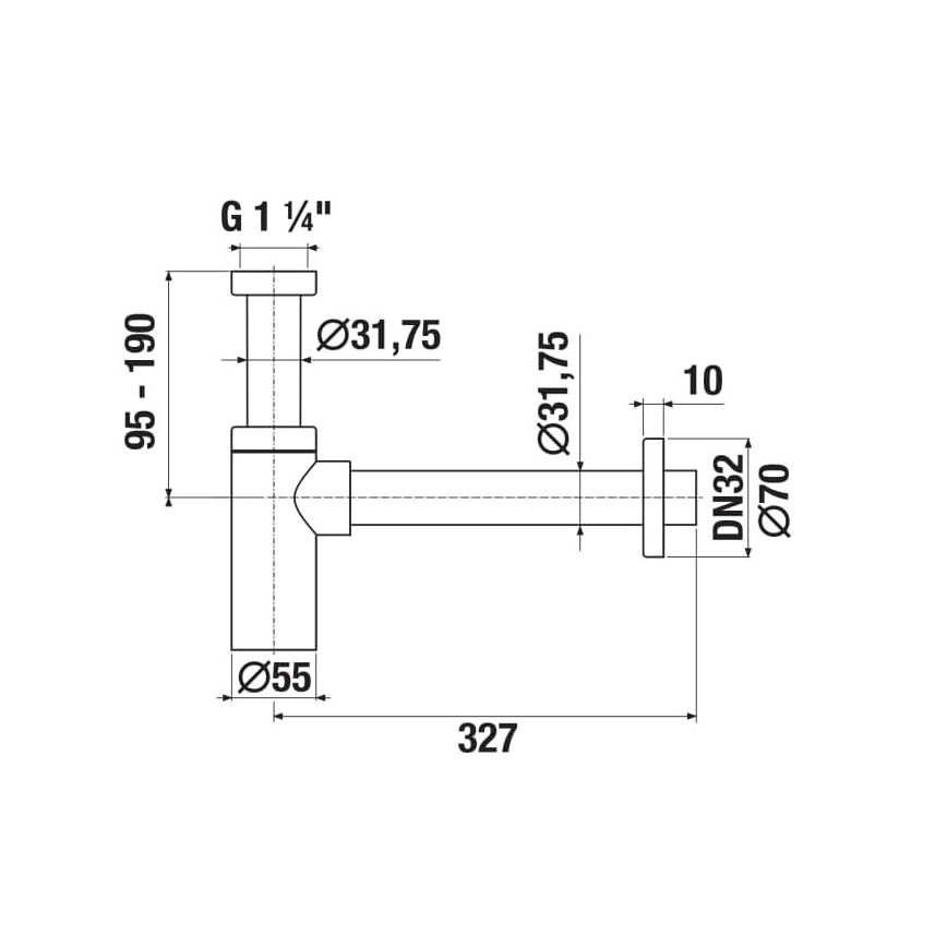 JIKA H3741R00040001 - Rund sifon til håndvask RIO i blank krom