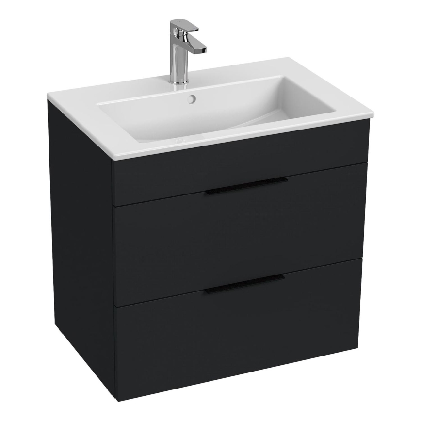 JIKA H4536021763521 - Badeværelsesskab med håndvask CUBE 60,7x65 cm sort