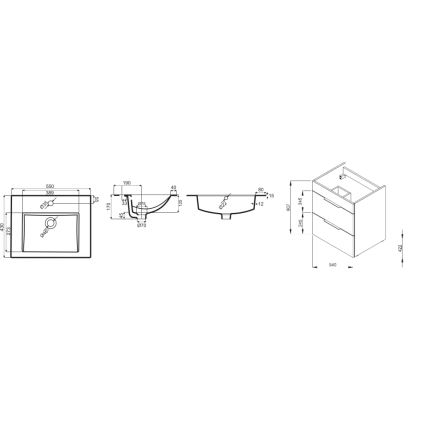JIKA H4536111763001 - Badeværelsesskab med håndvask CUBE 60,7x55 cm hvid