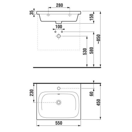 JIKA H8127127161041 - Væghængt vask MIO 55x45 cm keramik/mat sort
