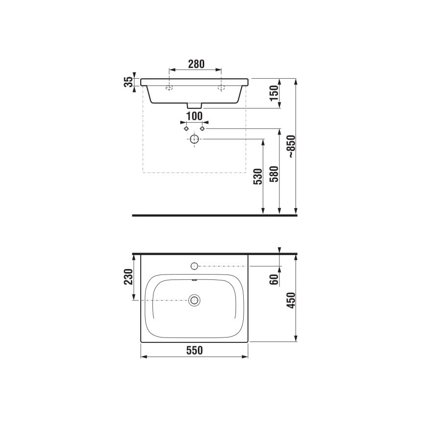 JIKA H8127127161041 - Væghængt vask MIO 55x45 cm keramik/mat sort