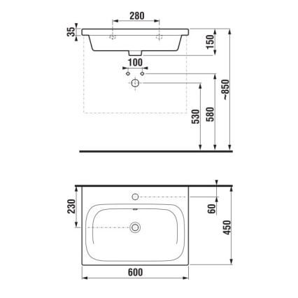 JIKA H8127130001041 - Væghængt vask MIO 60x45 cm keramik/hvid