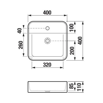 JIKA H8183610001111 - Bordmonteret vask ASTRA 40x40 cm keramik/hvid