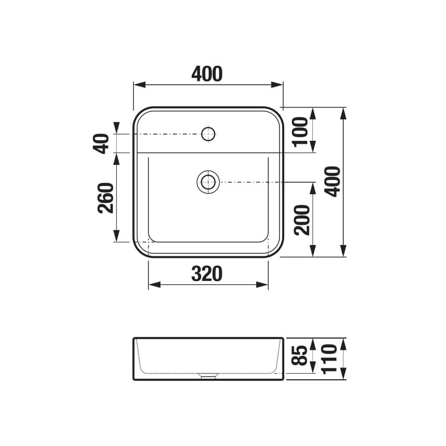JIKA H8183610001111 - Bordmonteret vask ASTRA 40x40 cm keramik/hvid
