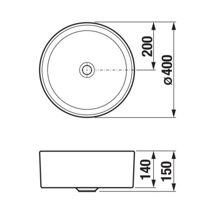 JIKA H8184200001121 - Bordmonteret håndvask CUBITO diameter 40 cm keramik/hvid