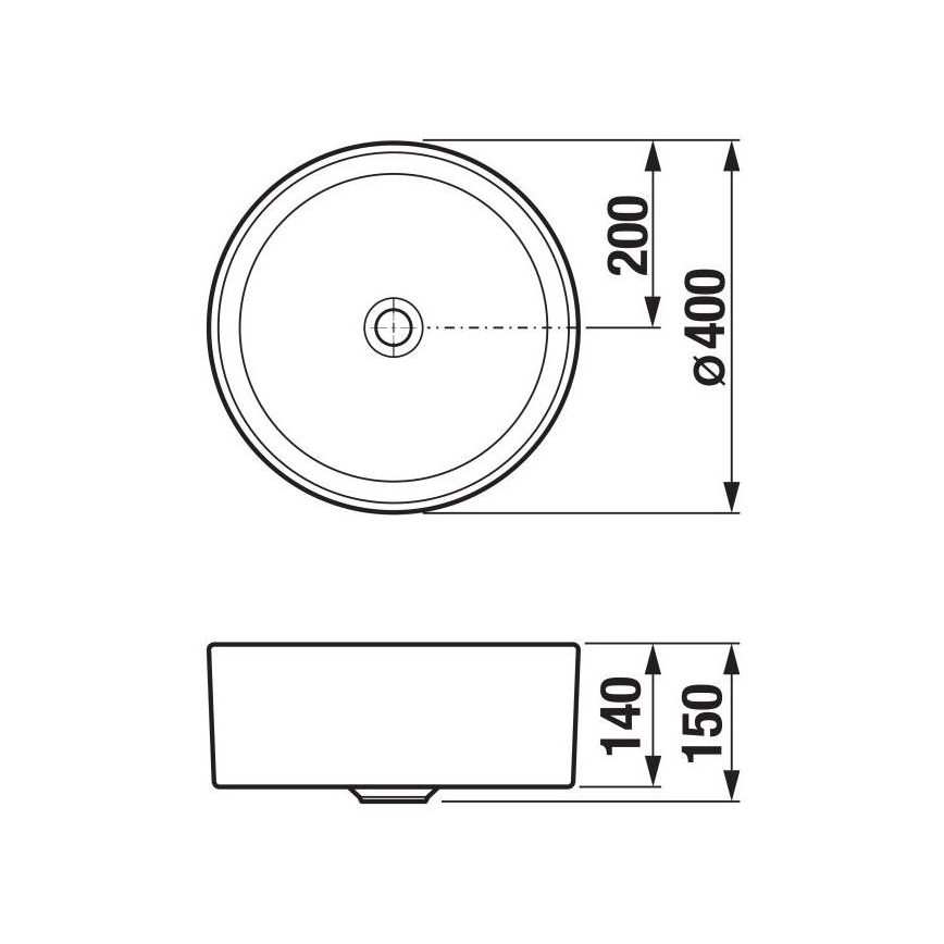 JIKA H8184200001121 - Bordmonteret håndvask CUBITO diameter 40 cm keramik/hvid