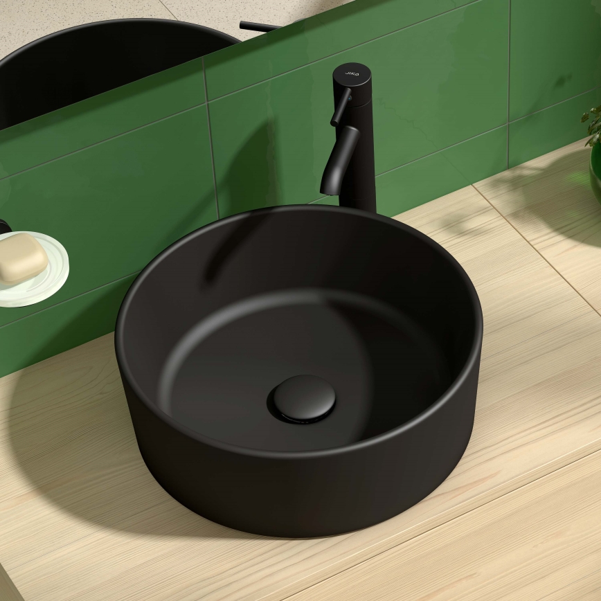 JIKA H8184207161121 - Bordmonteret håndvask CUBITO diameter 40 cm keramik/mat sort