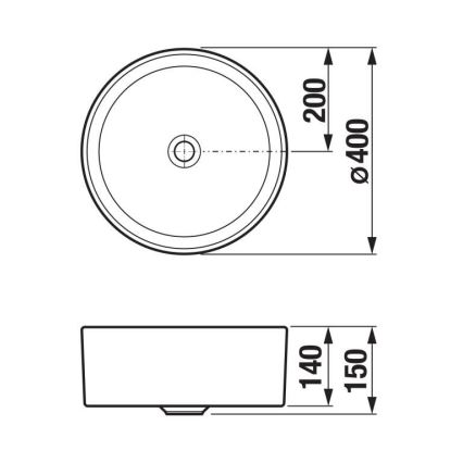 JIKA H8184207161121 - Bordmonteret håndvask CUBITO diameter 40 cm keramik/mat sort