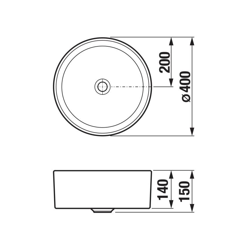 JIKA H8184207161121 - Bordmonteret håndvask CUBITO diameter 40 cm keramik/mat sort