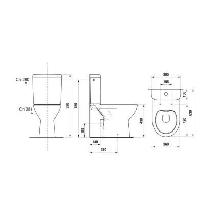 JIKA H8273860002801 - Kompakttoilet LYRA keramik/hvid