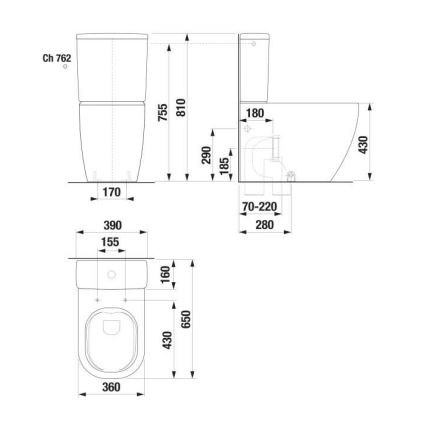 JIKA H8297120007621 - MIO toiletcisterne, keramik/hvid