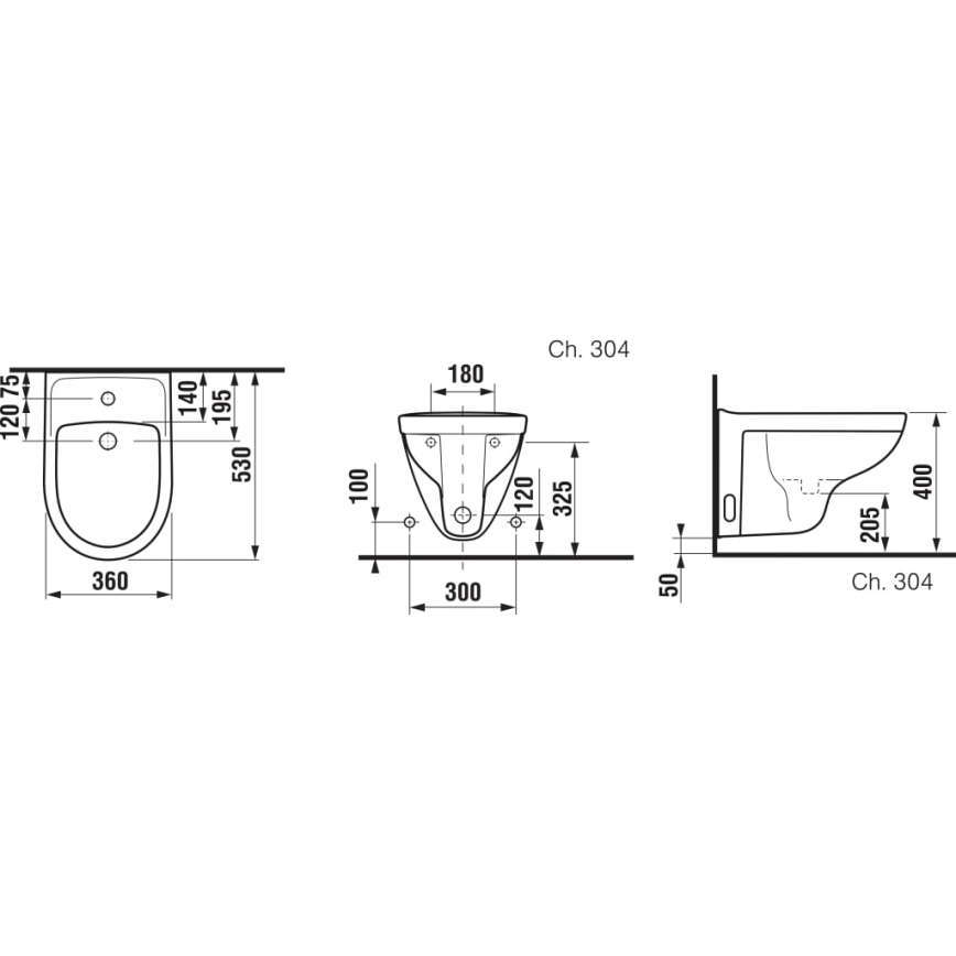 JIKA H8303810003021 - Væghængt bidet LYRA keramik/hvid