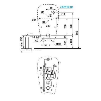 JIKA H8430700004901 - Urinal med sensor GOLEM 230V indvendig tilslutning, bagudløb keramik/hvid