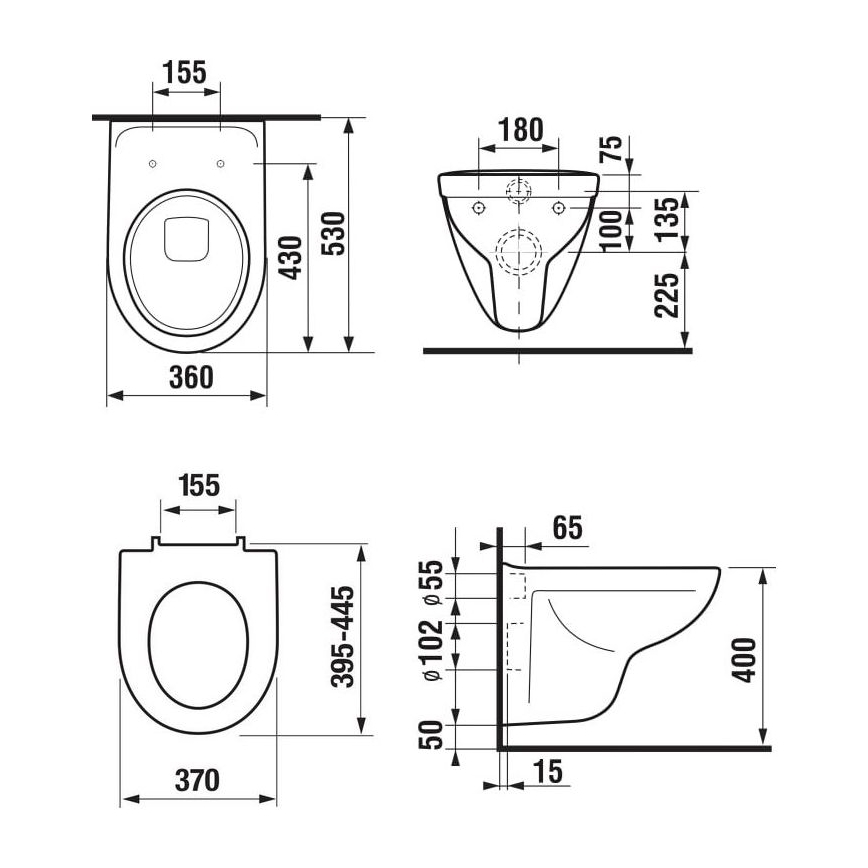JIKA H8663800000001 - Vægmonteret toilet LYRA keramik/hvid + toiletsæde SoftClose LYRA duroplast/hvid