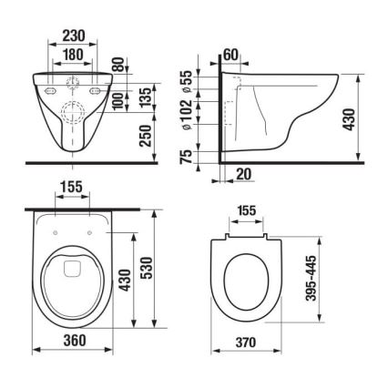 JIKA H8663840000001 - Væghængt toilet LYRA i keramik/hvid + SoftClose-toiletbræt LYRA i duroplast/hvid